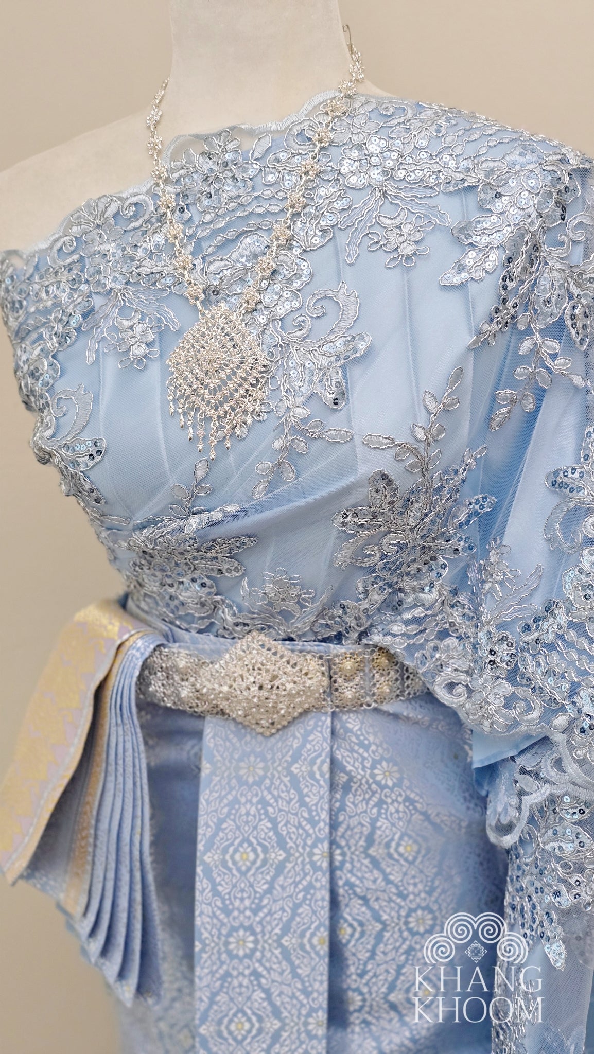 Light blue Thai Women Skirt Set