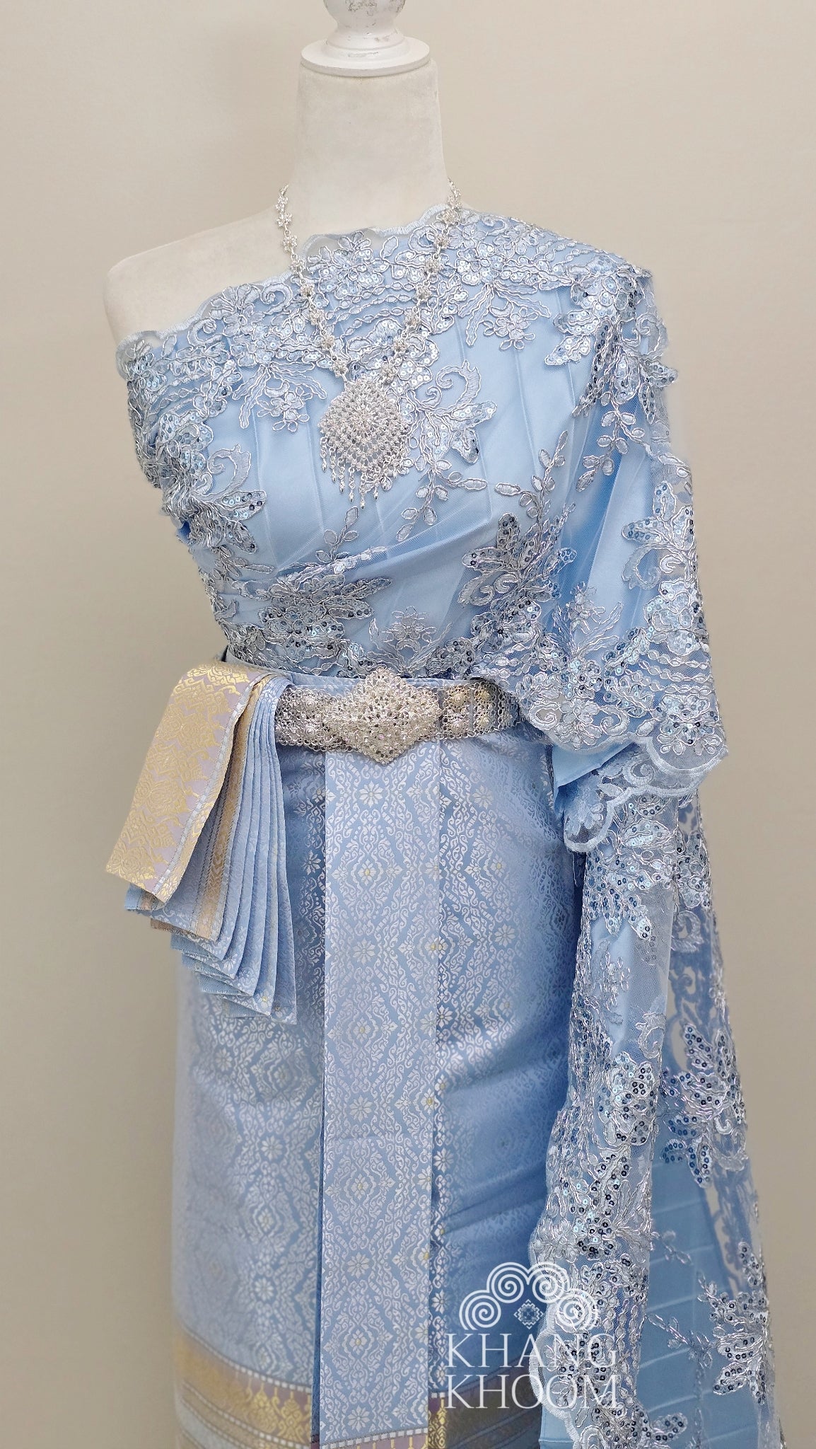 Light blue Thai Women Skirt Set