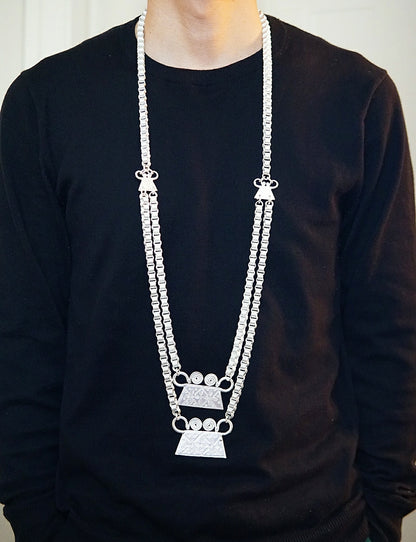 Double-layer Hmong soul lock chain chain necklace. Hmong Xauv. Hmong Men Xauv