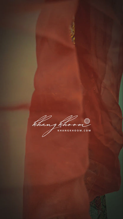 Green & Red Thai Women Skirt Set