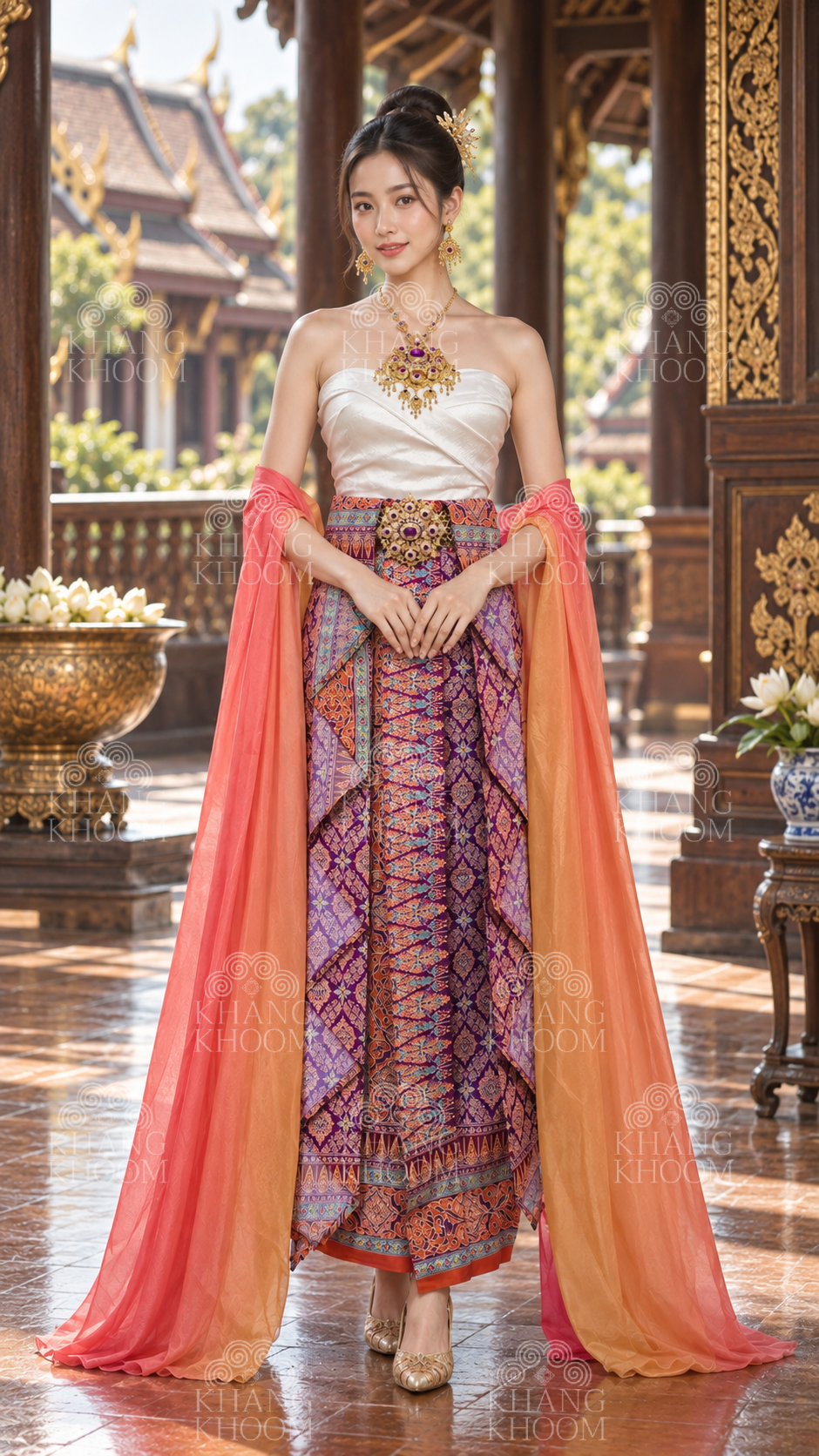 Sunset Nakee Thai Set with Necklace and Belt Set