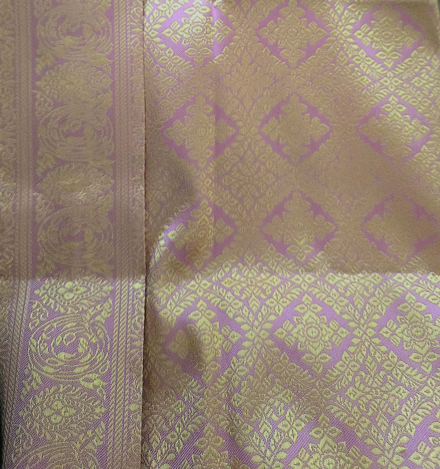 Pink and Gold Thai Women Skirt Set