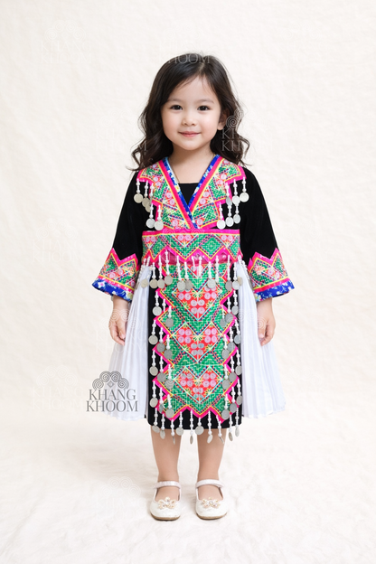 Girls One-Piece Hmong Qwj Set