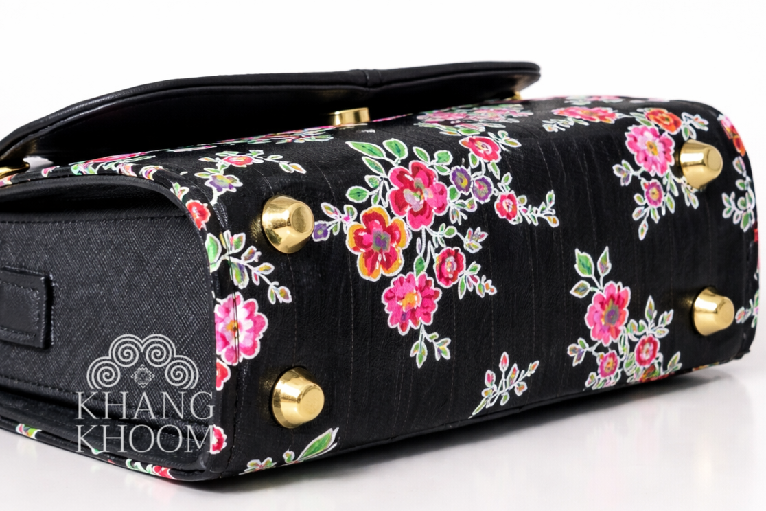 Handmade Paj Ntaub Top Handle Satchel Purse