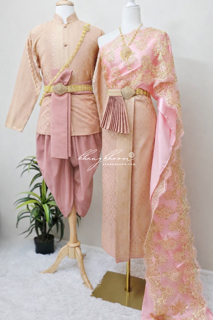 Pink & Gold Men Thai Set