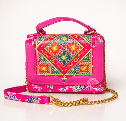 Handmade Paj Ntaub Top Handle Satchel Purse