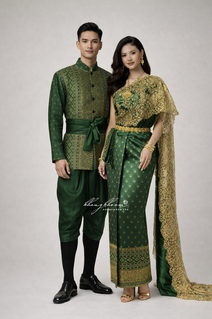 Green Thai Women Skirt Set