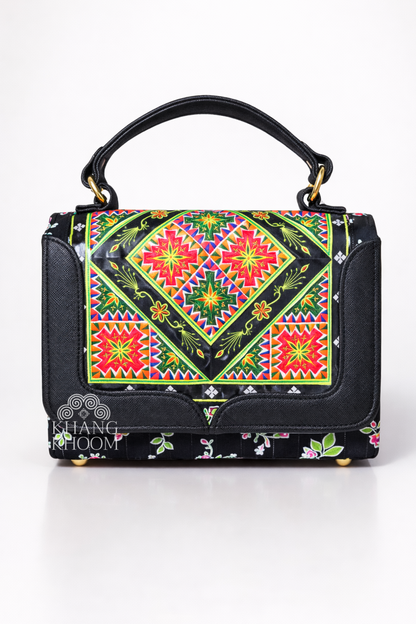 Handmade Paj Ntaub Top Handle Satchel Purse