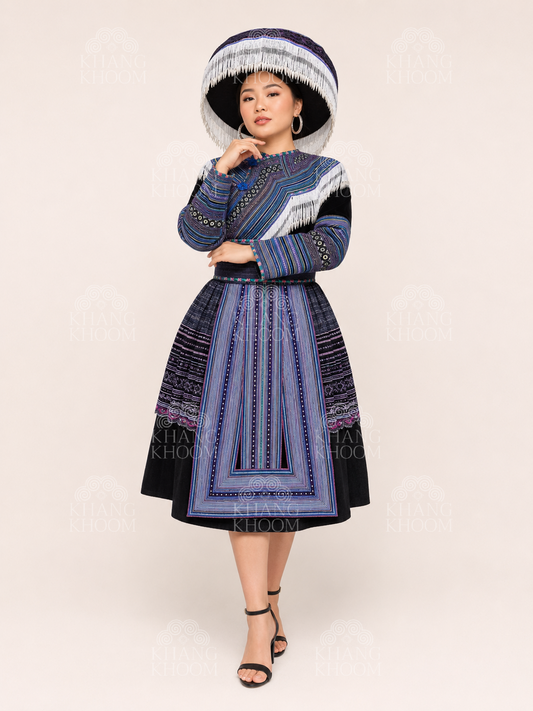 Hmong Vietnamese Blue Clothing Set 46
