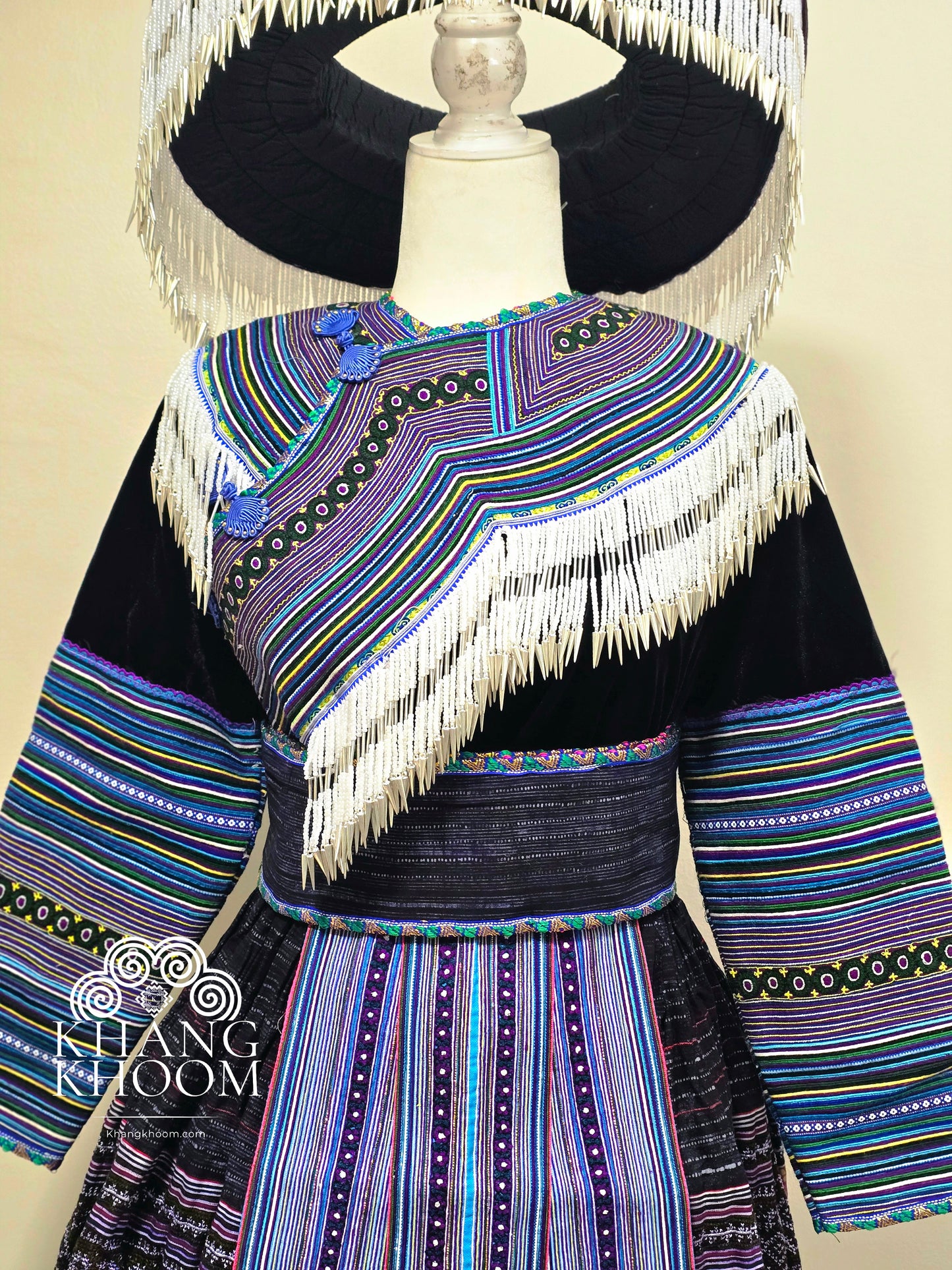 Hmong Vietnamese Blue Clothing Set 46