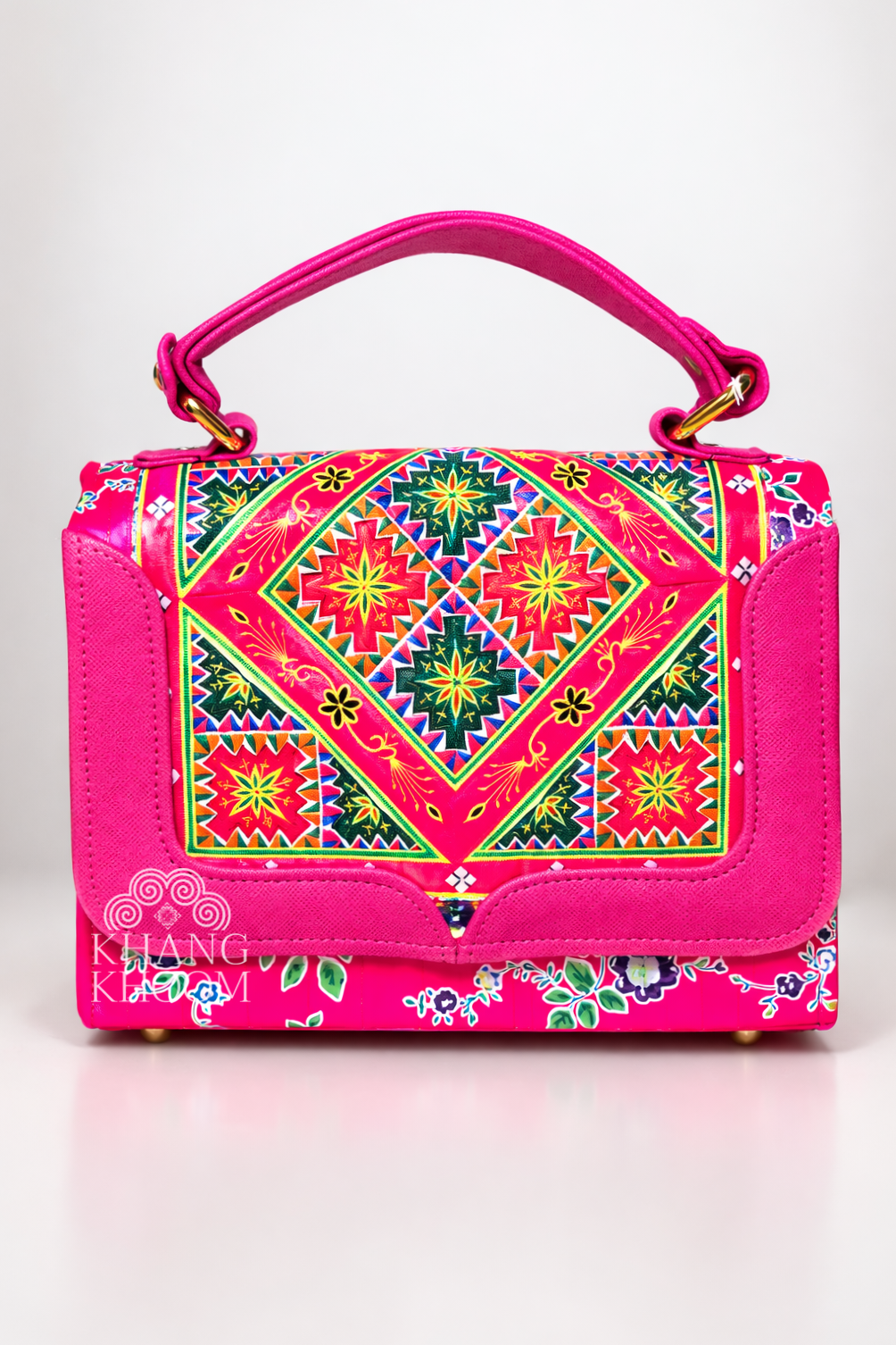 Handmade Paj Ntaub Top Handle Satchel Purse