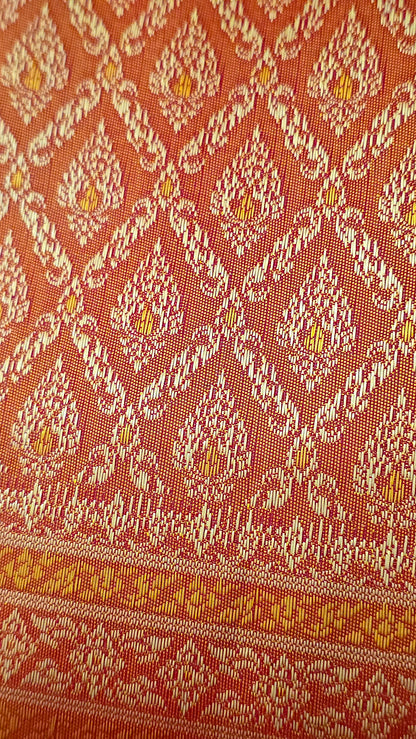 Orange and Gold Thai Women Skirt Set