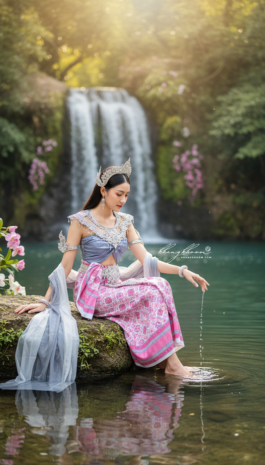 Pink Grey Thai Wrap Style Clothing