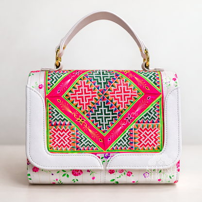 Handmade Paj Ntaub Top Handle Satchel Purse