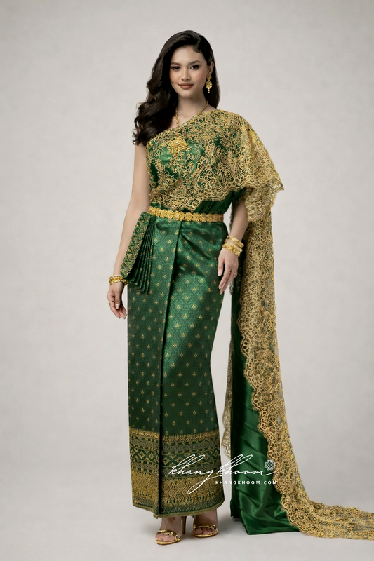 Green Thai Women Skirt Set