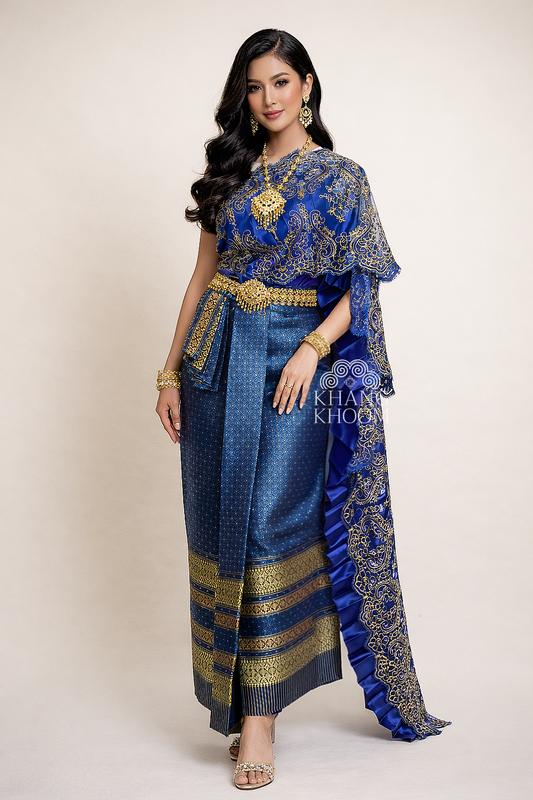 Blue Thai Women Skirt Set