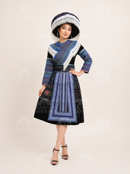 Hmong Vietnamese Blue Clothing Set 38